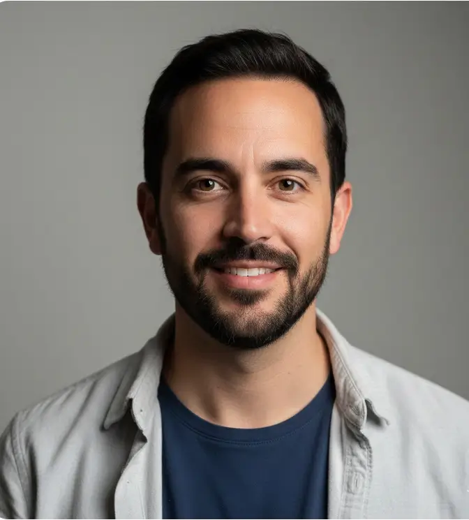 Retrato profesional de Mateo Ruiz experto en casinos online